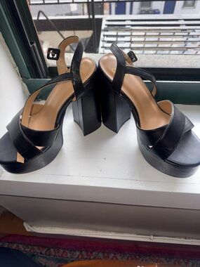 Black Platform Block Heel Sandals - Women